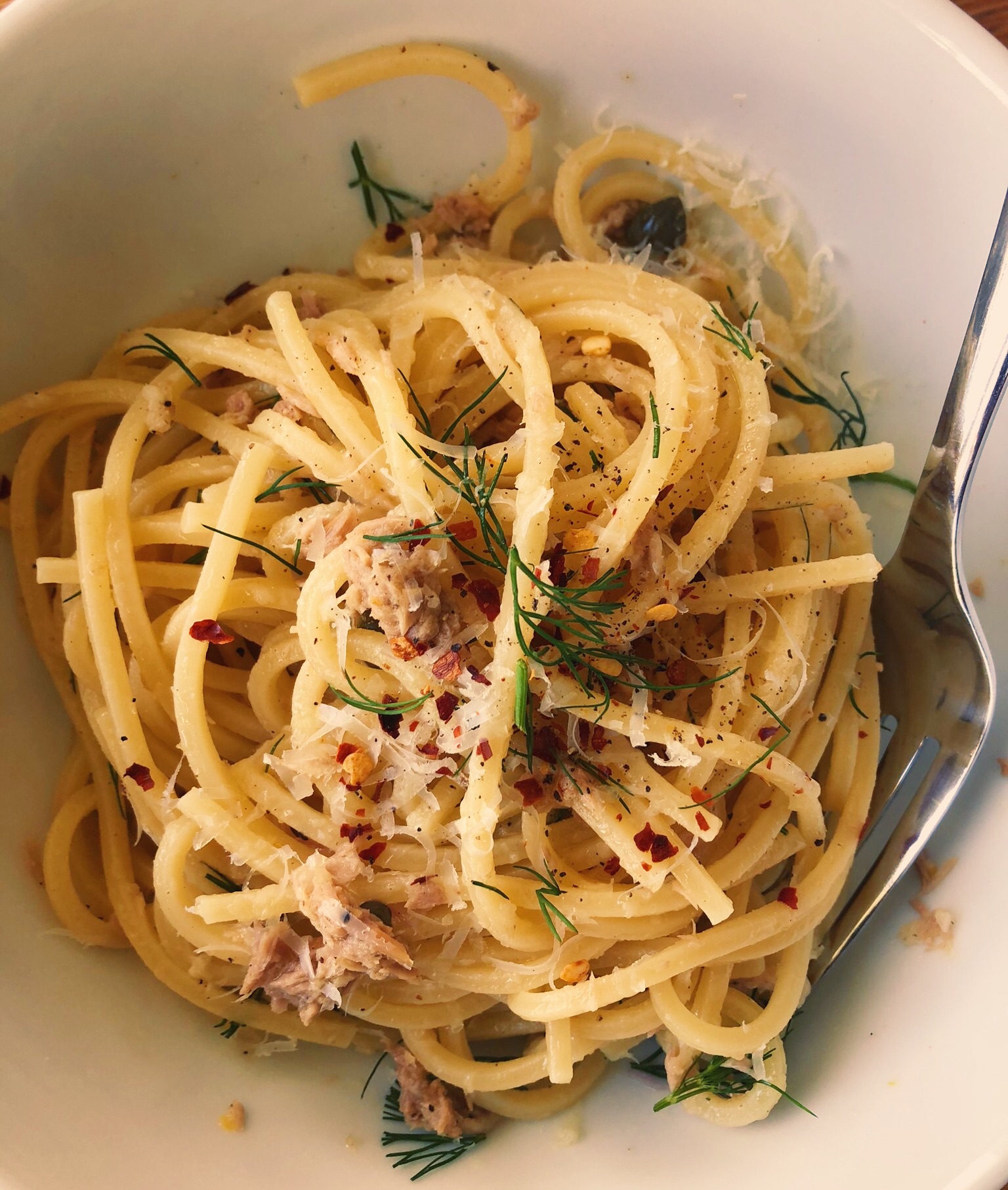 Lemon tuna dill pantry pasta